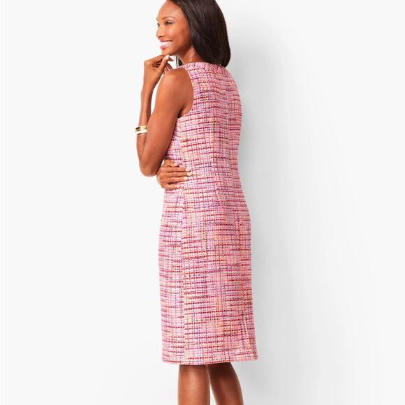 Talbots RSVP Pink Ribbon Tweed Gold Button Shift Dress 12 Petite - Picture 12 of 12